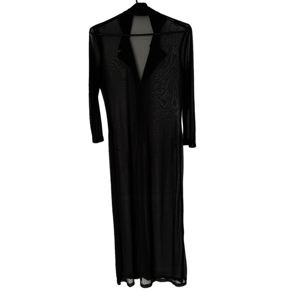 WOMEN'S SHEER BLACK CHIFFON LIGHTWEIGHT MAXI DUSTER KIMONO CARDIGAN - SIZE  US S - Picture 4 of 4